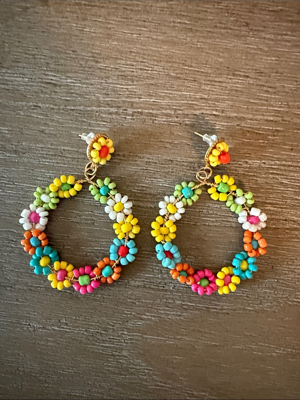 Colorful Floral Hoop Earrings - Multicolor Women Jewelry